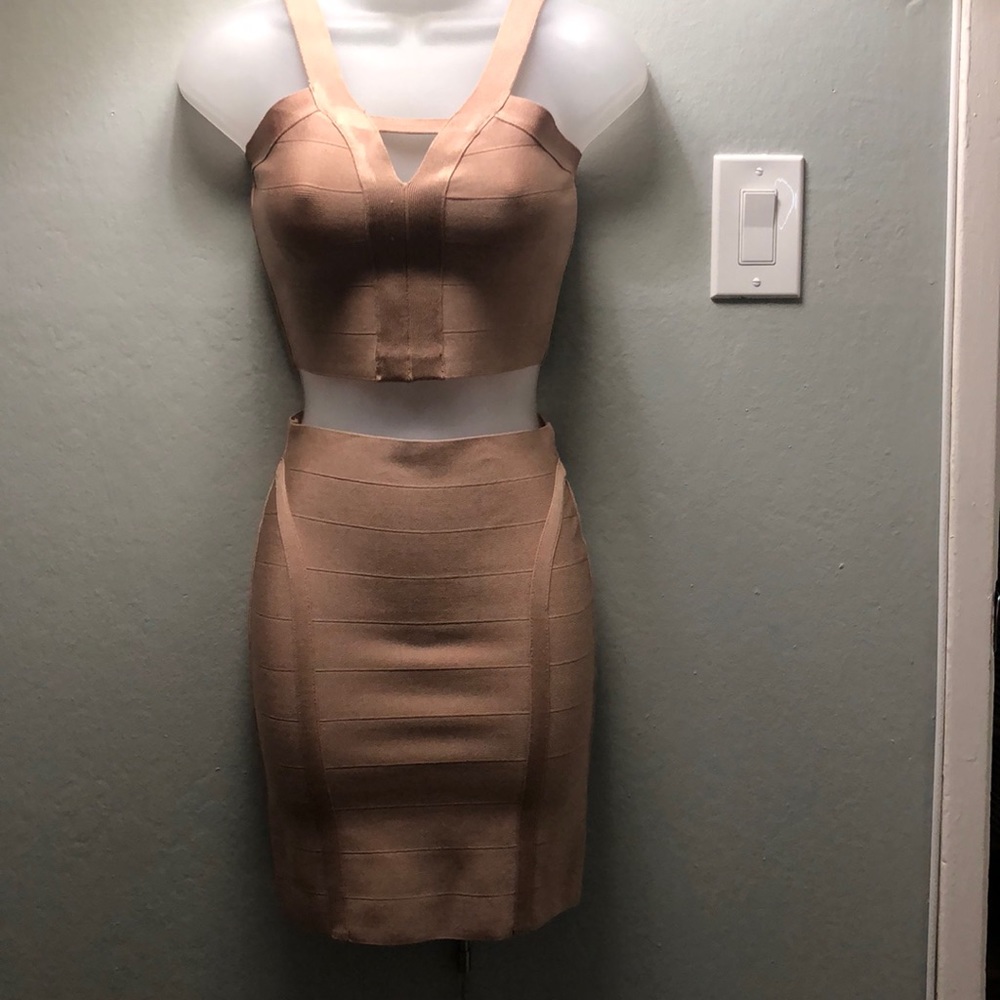 Guess 2 pc Blush Pink Bandage Skirt Set Size XS